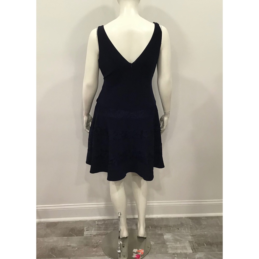 Lauren Ralph Lauren Dress Women 16 Navy Blue New Lace Trim Surplice V-Neck - Picture 2 of 16